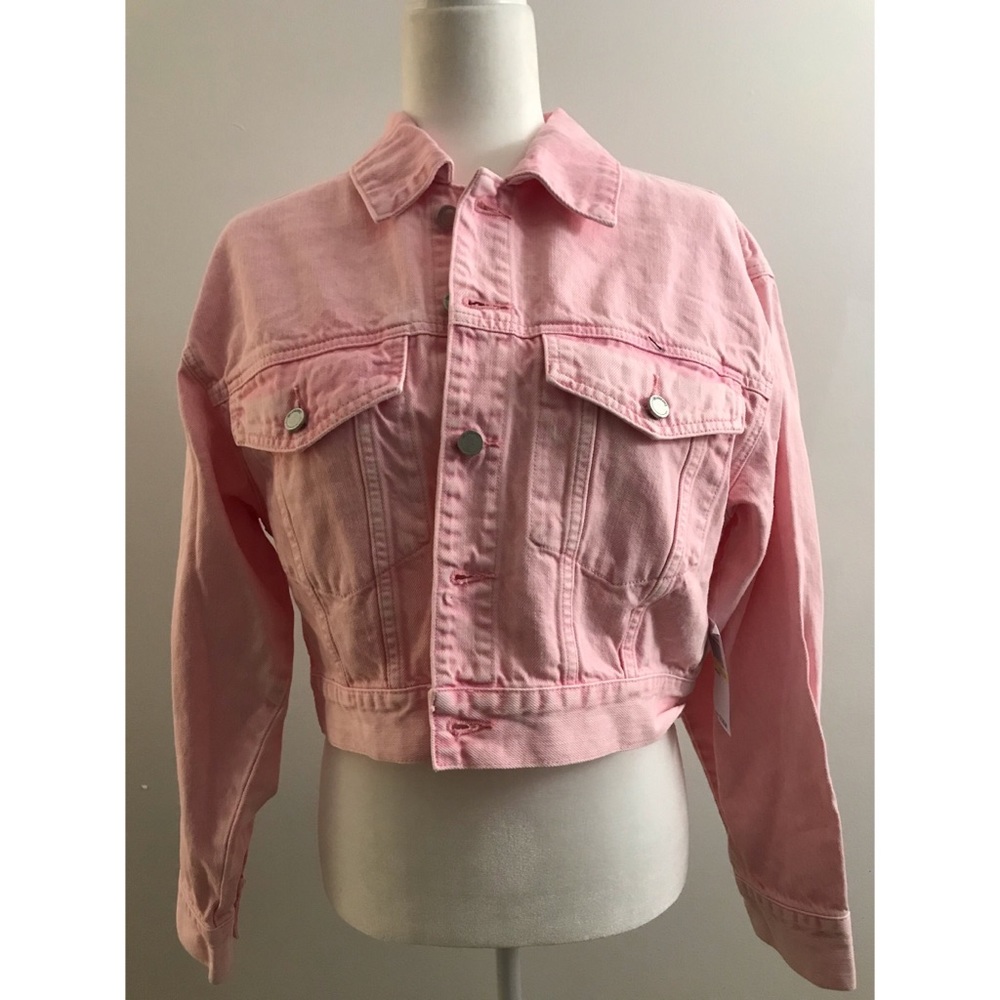 Crop Denim Light Pink Jacket M - Picture 2 of 4